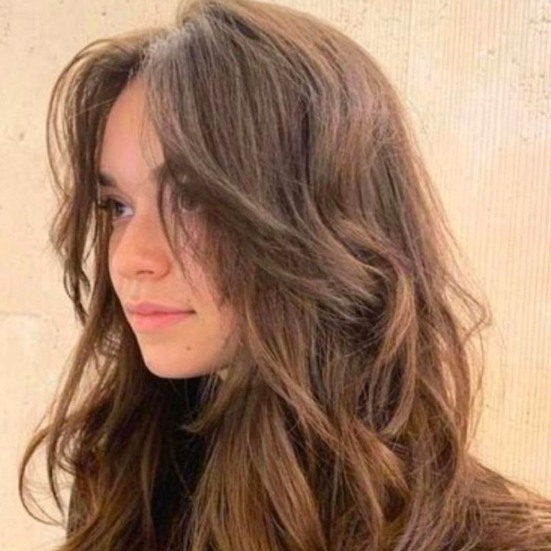 flequillo cortina para pelo ondulado